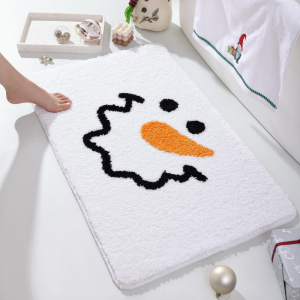 VIKAMA Merry Christmas Deer Face Bath Rug Soft Plush Carpet for Bedroom Indoor Happy New Year 2027 Home Decoration