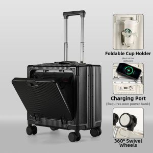MANLVSHI | Front Opening Multi-functional Small Lightweight Travel Carry-on Luggage