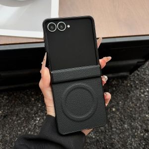 szhaiyu | Luxury Leather Magnetic For Samsung Galaxy Z Flip 8 7 6 5 Flip7 FE Phone Case for Magsafe Shockproof Hinge Protection Cover