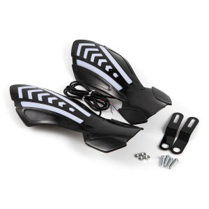 Motorcycle Handguards Protector Shield With LED Flowing Turn Signals Light 12V Motocross Handlebar Guards Windproof Waterproof