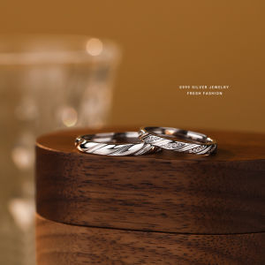 999 Pure Silver Couple Rings Engraved Micro-Paved Zircon Vine of Love Luxury Minimalist Sterling Silver Interwoven Love Rings