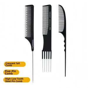 QITAOBAQI | Professional Hairdressing Tailed Comb Steel Needle Styling Dense Toothed Set 4 Pieces