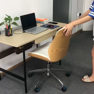 Ghế xoay văn phòng làm việc bọc da bò lưng thấp ốp gỗ cao cấp Ghế văn phòng làm việc chống mỏi lưng làm việc chơi game thư giãn đọc sách BJ731