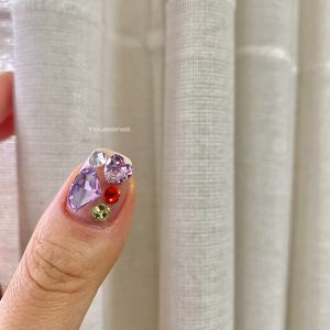 10 PCs Youleenail Manicure Heart Diamond Pointed Bottom Light Blue Rose Red Shaped Diamond 6x6mm Heart Shaped Diamond