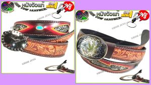 เข็มขัดหนังวัวแท้เย็บขอบลายเกือกม้าสอดงูติดค้อยซื้อ1ฟรี2 เข็มขัดหนังวัวแท้เย็บขอบ+หัวเข็มขัด แถมฟรีพวงกุญแจ เข็มขัดหนังวัวงานแฮปวี่ เข็มขัดแนวคาวบอย เข็มขัดสไตล์วินเทจ ผลิตจากหนังวัว100% ย้อนยุค ลำลอง ถอดเปลี่ยนหัวเข็มขัดได้เจาะรูให้ Genuine leather belt