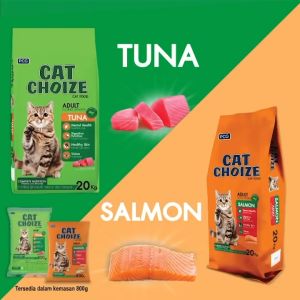 Makanan kucing dewasas kering CAT CHOIZE ADULT TUNA SALMON hijau orange ijo dry cat food 800 GRAM