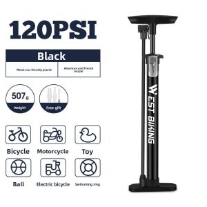 West Biking | Portable High-Pressure Bike Pump for Home Electric Vehicles and Basketball