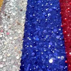 130x91cm Sequin Tulle Lace Fabric Sparkling Heavy Bead Embroidery Mesh for Dance Tutu Skirt Sewing Party Dress Costume Materials