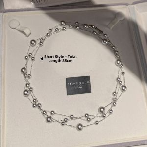 CAFFTI | Long Layered Akoya Grey Full Star Pearl Necklace Summer Luxury Style
