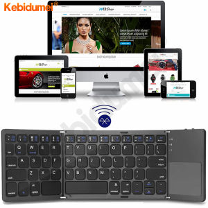 Kebidumei Folding Keyboard Three Folding Bluetooth Keyboard With Sensitive Touchpad for OS Android Windows Pad Tablet