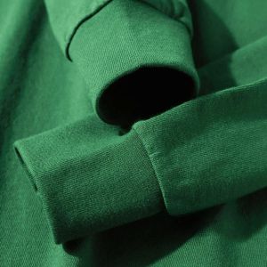 Forest Green 300G Pure Cotton Heavy Weight Spring and Autumn round Neck Long Sleeves T-Shirt Men and Women Pure Color Thick and Opaque Loose Casual Tide
