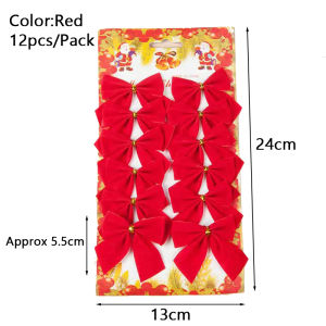 12pcs Small Bow Christmas Tree Decoration/Christmas Ribbon Bows / Christmas Ornament Bow for Xmas Wreaths Gift Wrapping