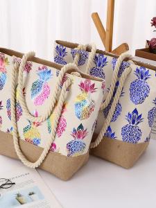 กระเป๋าเดินทางแบบถือใบไม้ผลิพิมพ์ลายพีชสไตล์เกาหลีแบบใหม่สำหรับผู้หญิง กระเป๋าถือผ้าฝ้ายแบบสะพายไหล่ข้างเดียว