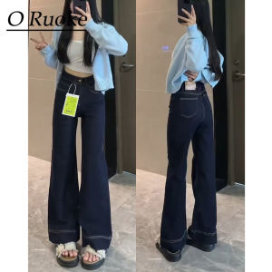 Loose Wide Leg High Waist Denim Jeans Womens Miniature Bell Bottoms Casual Loose Fit Straight Floor Length Trousers