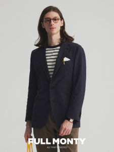 Cotton Casual Lightweight Navy Blue Suit Jacket