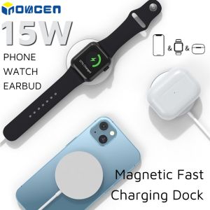 INOVAGEN 3 in 1 Fast 15W Wireless Magsafe Charging PadDesk C Port Charging Dock10W15W Fast Charging Station Suit For PhoneEarbudsWatch