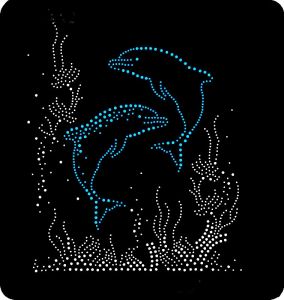 Clothing Accessories Glass Hot-Fix Picture Multi-Color Dolphin Hot Drilling Finished Picture Rhinestone DIY Cashmere Sweater Sweater Stick-on Crystals Accessories