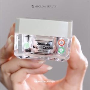 Ms Glow Night Cream Ultimate - Krim Malam untuk Flek Hitam Krim Pencerah Wajah Kusam Penghilang Flek Hitam yg Membandel Cream Pencerah Wajah Glowing Cream Penghilang Bekas Jerawat hitam Cream Anti Aging Night Cream Ultimate Ms Glow Official Store