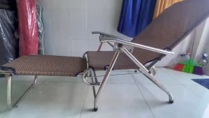 Giường xếp văn phòng inox ghế xếp thư giãn inox gấp gọn đa năng - Hàng cao cấp