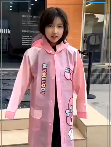 Sanrio Lightweight Raincoat Kids Children Reusable Waterproof Raincoat EVA Outdoor With Bag Compartment Student Rain Coat