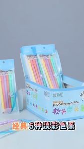 DBI Set 6pcs Brush Pen Highlighter Pen Warna Warni Brush Marker Pena Kuas Warna Pulpen Brush Marker Highlighter Warna Pastel Random Calligraphy Brush Lettering Aesthetic Vintage