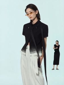 S·DEER | Áo Sơ Mi Nữ Tay Ngắn Phối Lưới