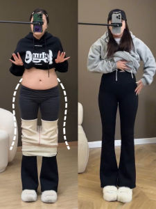 High Waist Flared Pants Womens plus Size Elastic Hip Covering Casual Trousers Korean Style Commute Pocket Long Pants