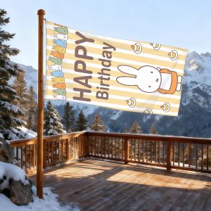 Miffy | Happy Birthday M-Miffy-ES flag For Room Dorm Camping Picnic Art Style Garage Bar wall Decoration Banner