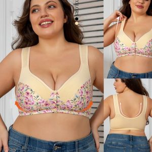 KLMAE 1XL-6XL Plus Size Womens Front Buckle Thin Push-up Bra KLM1374