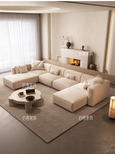 Scandinavian Fabric Sofa Double-Sided Sitting Sofa Modern Minimalist Living Room Small Apartment Removable and Washable Complete Set Sofa