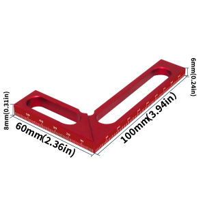 Aluminum Alloy Carpenter Square 90° Woodworking Right‑Angle Calibrator Height Measuring Ruler for Carpentry DIY