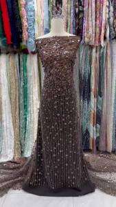 2026 High Quality Fashion French Mesh Embroidery Sequin African Lace Luxury Nigerian Bead 3D Net Lace Fabric For Wedding M702-1