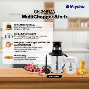 Miyako Food Chopper 8in1 CH 208 MA / Penggiling Daging Serbaguna CH208MA / CH 208MA – 2 Liter