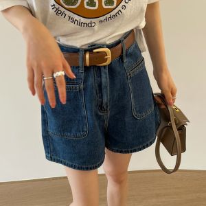 กางเกงขาสั้นผ้ายีนส์เอวสูงสำหรับผู้หญิง กางเกงขายาวทรงเอขากว้างสำหรับผู้หญิงไซส์ใหญ่ กางเกงขาสั้นทรงเอสำหรับผู้หญิงในช่วงฤดูร้อน