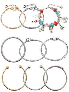 Steel Color Beaded Bracelet Handmade Craft Materials Stringing Beads Wristband DIY Jewelry Accessories Couples Fashion