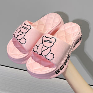 Bear รองเท้าแตะส้นสูงผู้หญิง ฤดูร้อน แฟชั่นเพชร Eva ด้านล่างหนาเพิ่มความสูงรองเท้าแตะแพลตฟอร์มแบบสวมกลางแจ้ง