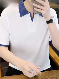 HENGYUANXIANG | Hengyuanxiang Mens Short Sleeve T-Shirt Summer New Style Dads Shirt Standard Fit Fashion Urban Cotton Polyester Blend Polo Shirt