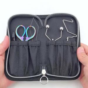 ICERIO 5PCS Fly Tying Tool Kit Portable Fly Fishing with Scissor Holder Whip Finisher Dubbing BrushThreader for Fishing Gear