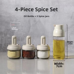 CAROTE | Adjustable Scoop Lid Glass Spice Jar Seal Moisture-Proof