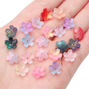 10pcs 11mm Gradient Color Sakura Flower Scattered Beads Glass Loose Spacer Beads For Handmade Bracelet Necklace Keychain DIY Craft Jewelry Making Accessories