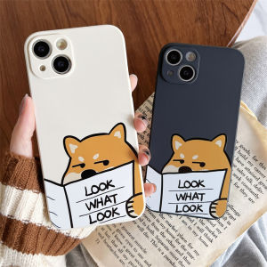 Creative Dog Breeding Silicone Phone Case for Apple 14Plus 13 Male Anti-Fall Protection Shell Cute Akita Inu Reading News