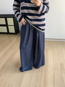 Casual Striped Wide Leg Pants Floor-Length Commute Womens Style Comfortable Loose Fit Trousers Business Casual Trousers