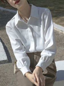 White Long Sleeve Chiffon Shirt Womens Fashionable Spring Autumn Professional Design Sensation Inner Wear Shirt Top