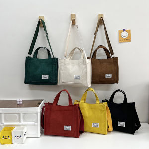 Women Corduroy Zipper Shoulder Bag Small Cotton Canvas Handbag Casual Tote Female Eco Crossbody Bag Vintage Messenger Bags