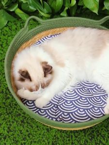 AJPET Large Rattan Cat Bed Cat Nest Bed Pet Dog Sleeping Bed Cat House Tempat Tidur Kucing Katil Kucing Tilam Kucing 猫窝