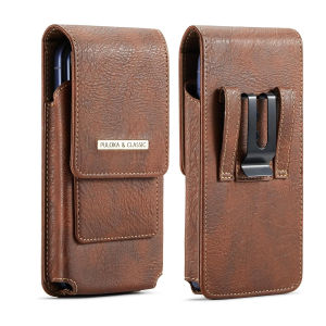 Mobile phone waist bag vertical universal 7.0-inch belt bag PU crazy horse leather belt back clip phone bag with card slots