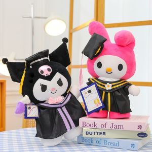 25cm Anime Sanrio Plush Doll Toys Kawaii Hello Kitty Kuromi My Melody Cinnamoroll Cartoon Cute Plush Stuffed Toy Kids Graduation Gifts