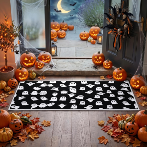 VIKAMA Cartoon Halloween Welcome Floor Mat Anti-slip and Stain-resistant Entryway Floor Mat Indoor and Outdoor Area Carpet