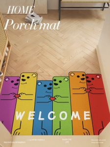 ผ้าพรมรองเท้าหน้าประตู Meisda PVC กันทราย กันเปื้อน ดูดซับความชื้น ทำความสะอาดง่าย พื้นผิวทรงเรขาคณิต ทรงสัตว์การ์ตูน สำหรับประตูบ้าน