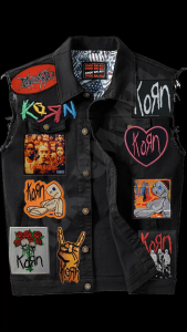 KORN I -inspired Printed Iron-On DIY Patches for Jacket Decoration. Features 2026 patches with band logos and album art. Suitable for customizing denim jackets. Ideal for rock music enthusiasts.